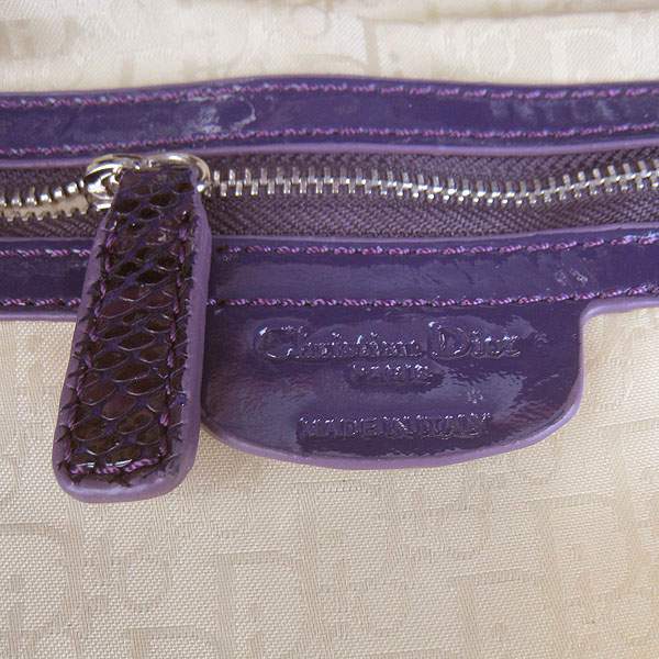 Christian Dior 1885 Snake Grain Leather Handbag-Purple